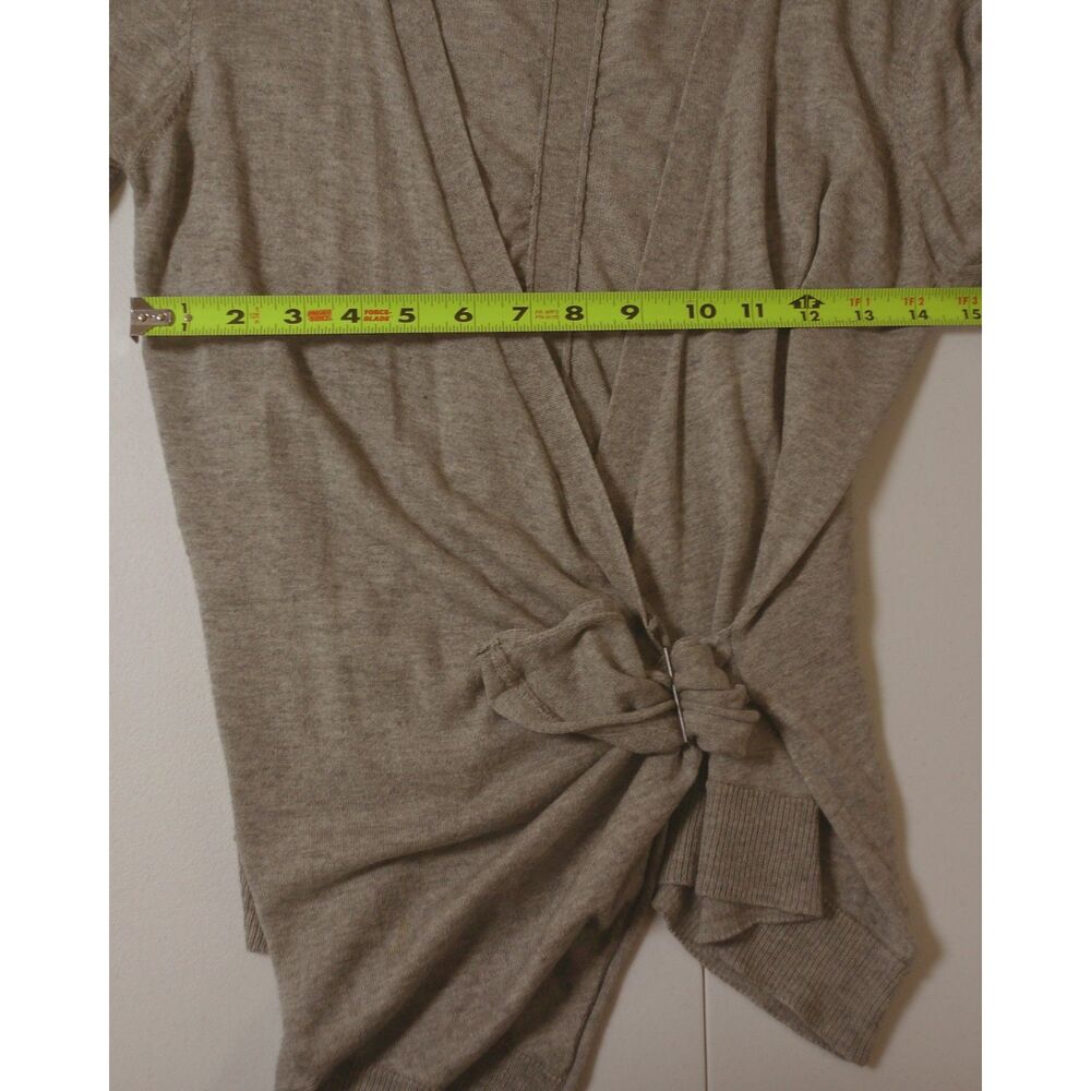BCBGMAXAZRIA Silk Cashmere Wrap Sweater Gray Buckle Tie Front Cardigan M Romania - Picture 6 of 11